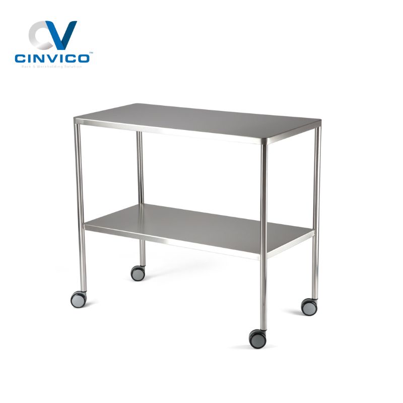 Xe đẩy hàng 2 tầng inox 3