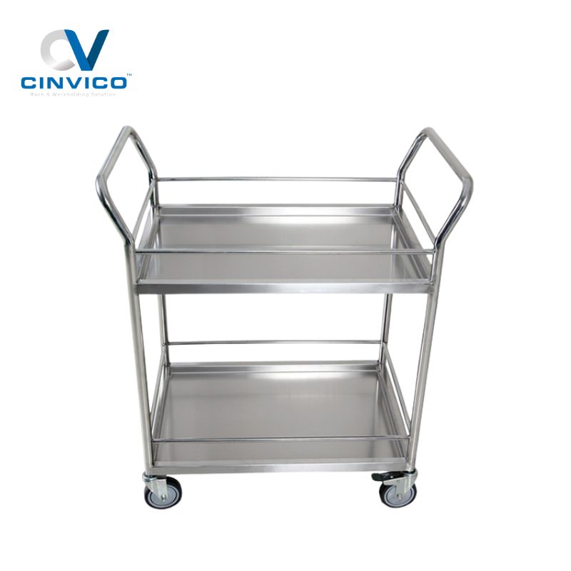 Xe đẩy hàng 2 tầng inox