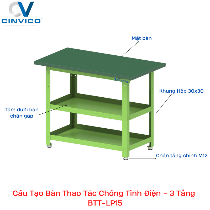 Bàn Chống Tĩnh Điện 3 Tầng Leanpro BTT-LP15