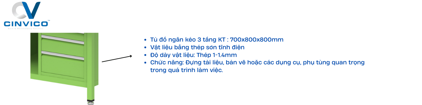 Kích thước tủ ngăn kéo BTT-LP08