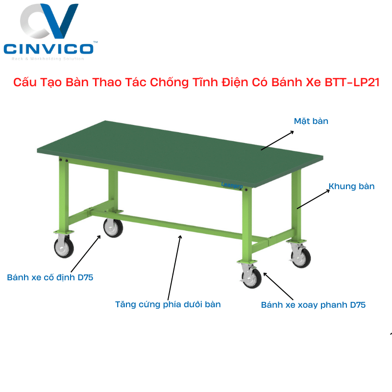 Bàn Chống Tĩnh Điện Bánh Xe