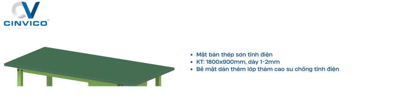 Mặt bàn thao tác chống tĩnh điện có giá treo dụng cụ BTT-LP13