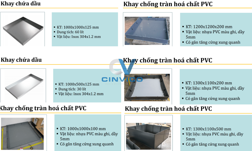 các loại khay chống tràn hóa chất Leanpro