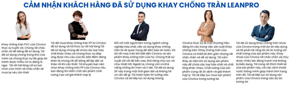 Cảm nhận KH khi sử dụng khay chống tràn Leanpro
