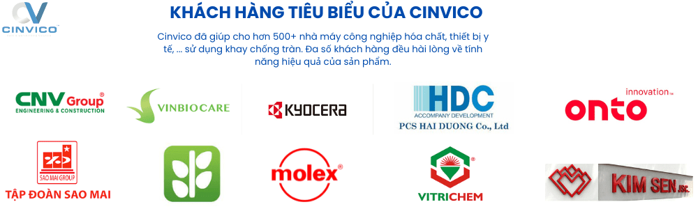 khách hàng đã sử dụng khay chống tràn hóa chất mà Cinvico sản xuất