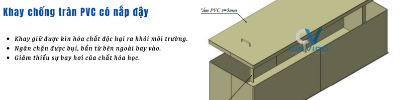Khay chống tràn hóa chất PVC có nắp đậy