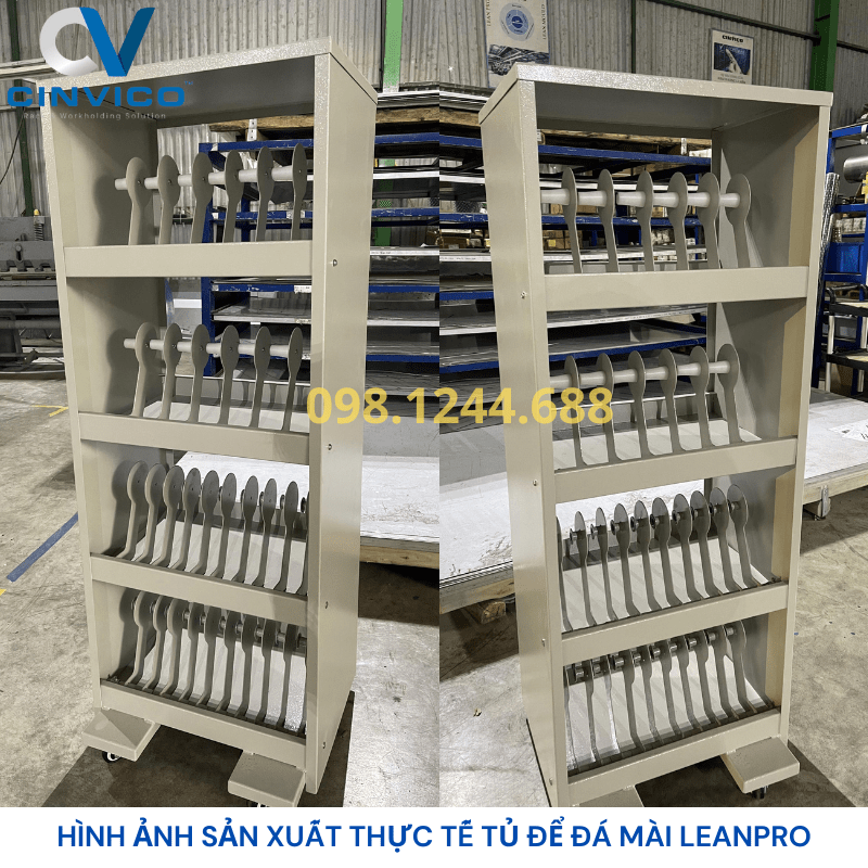 Hình ảnh sản xuất thực tế tủ để đá mài Leanpro