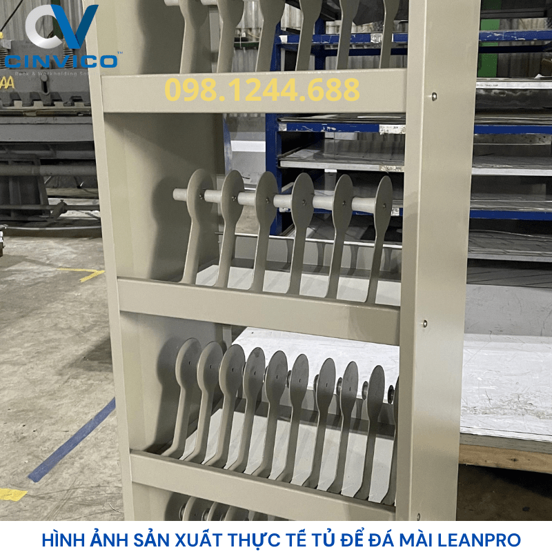 Hình ảnh sản xuất thực tế tủ để đá mài Leanpro