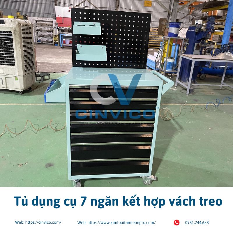 Tủ dụng cụ 7 ngăn kết hợp vách treo