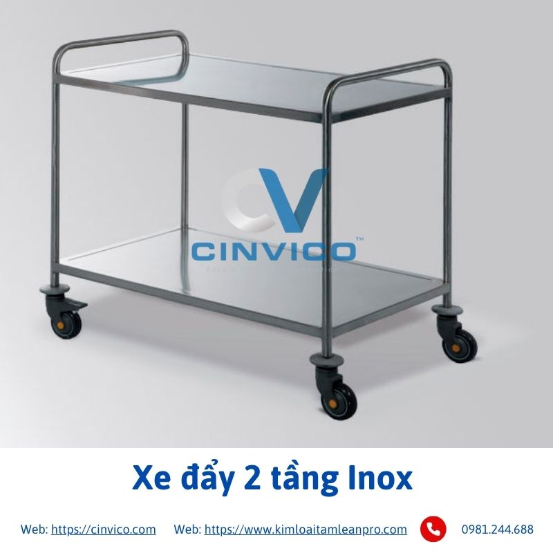 Xe đẩy 2 tầng Inox