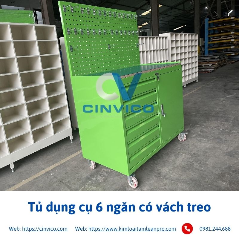 Tủ dụng cụ 6 ngăn có vách treo 