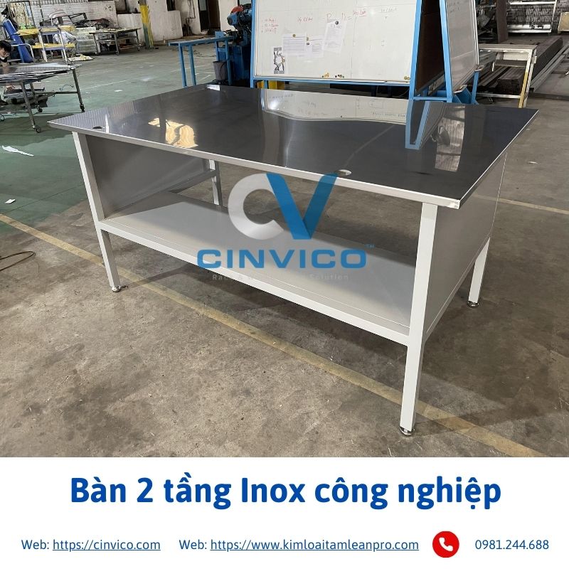Bàn 2 tầng Inox công nghiệp