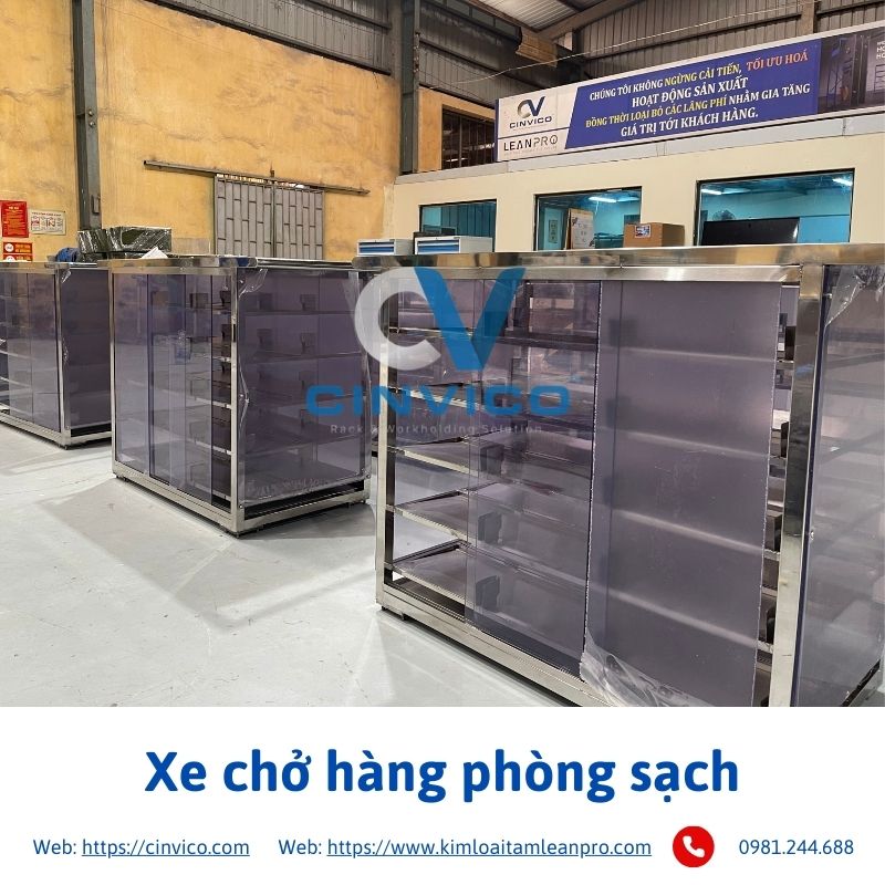 Hình ảnh thực tế sản phẩm xe chở hàng phòng sạch tại Cinvico