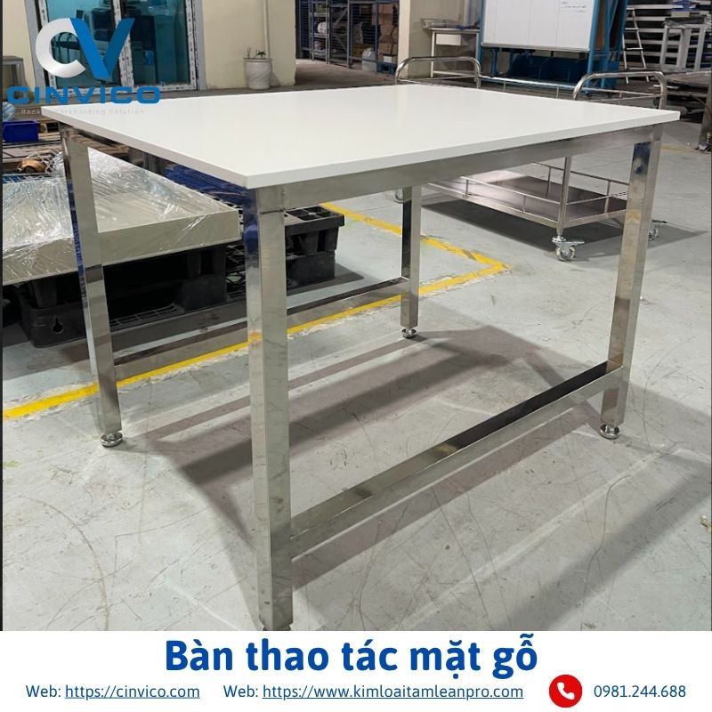 Bàn thao tác mặt gỗ