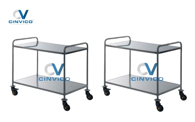 Xe đẩy 2 tầng Inox