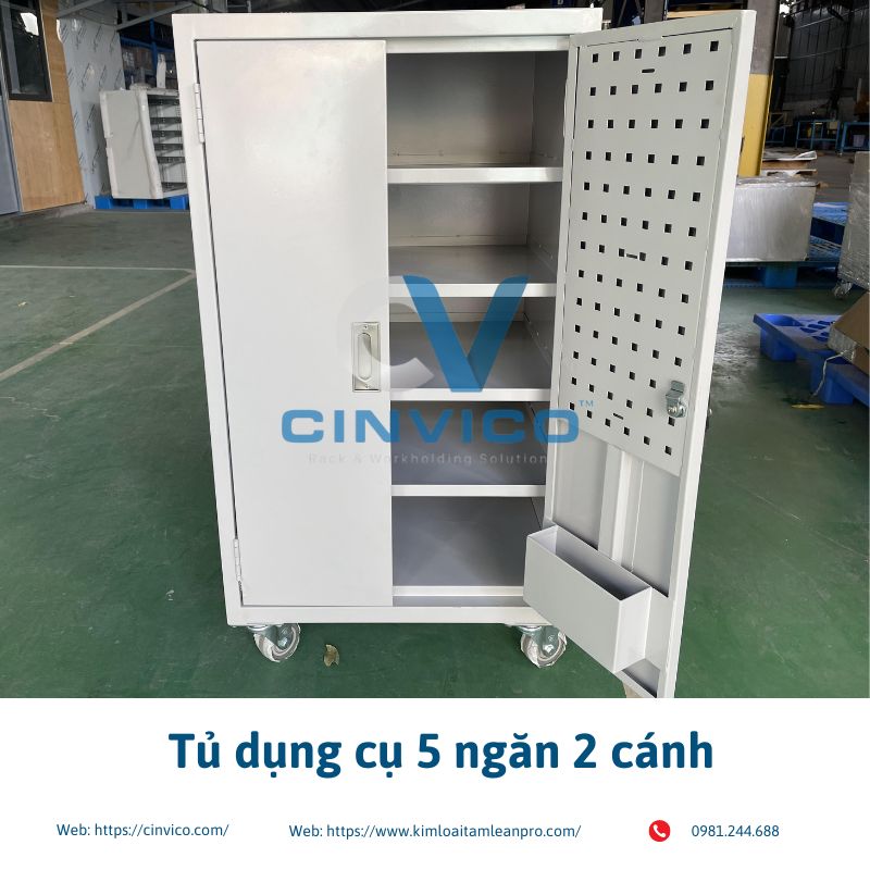 Tủ đựng dụng cụ Cinvico sản xuất tại xưởng Hoài Đức, Hà Nội. Tủ đồ nghề 5-7 ngăn, sơn tĩnh điện, ray bi 40kg. Báo giá 24h, giao 7 ngày. Gọi 0981.244.688. 