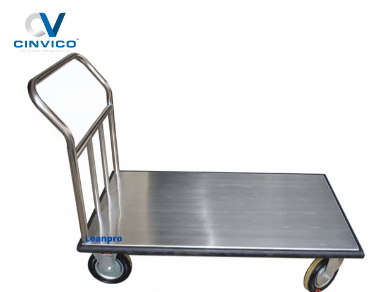 Xe đẩy hàng công nghiệp theo yêu cầu cho xưởng cơ khí, nhà máy FDI - tải 150-1000kg, inox/thép. Cinvico xưởng sản xuất Hà Nội, báo giá 24h, bảo hành 12 tháng.